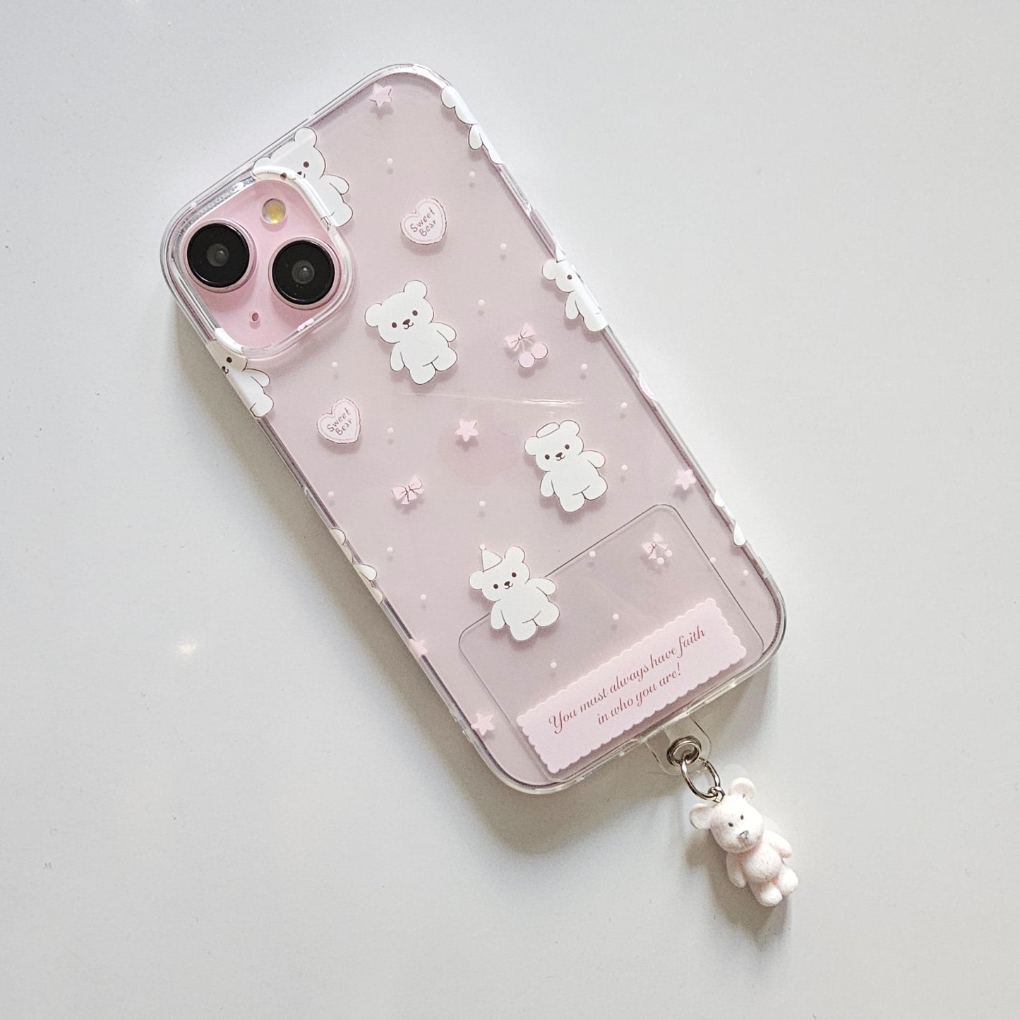 Softcore Bear With Fur Hanging Toy Phone Case