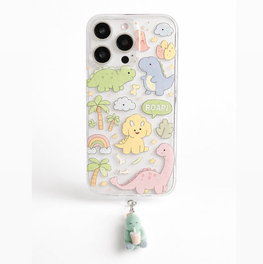 Multicoloured Plush Dino Charm Phone Case