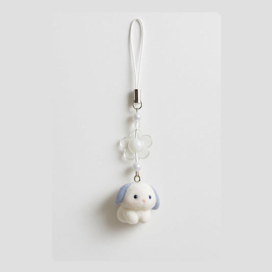Frosty Cuddle cute bunny phone charm