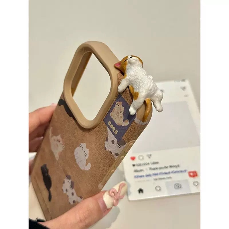 Cute Lying Kitty Phone Topper With Glue
