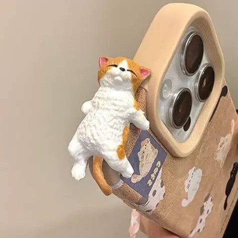 Cute Lying Kitty Phone Topper With Glue
