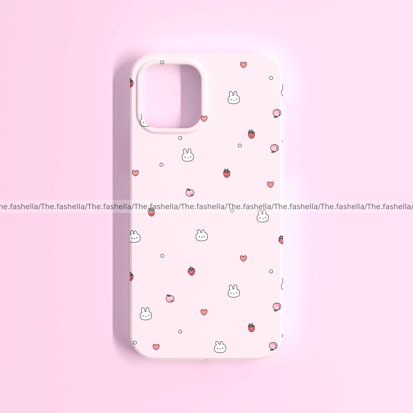 Minimal bunny & strawberry case