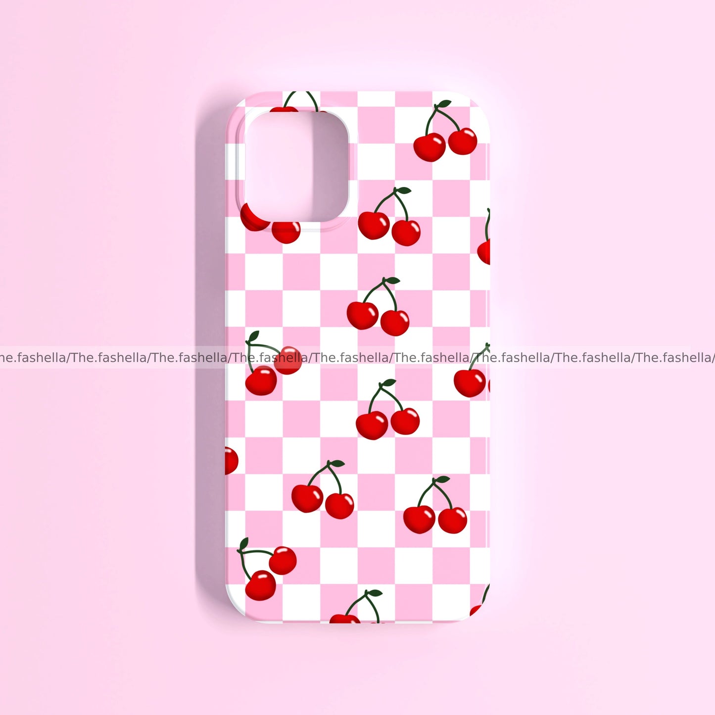 Gingham pink cherry case