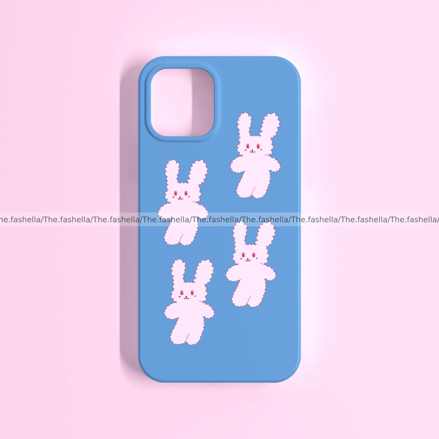 Aesthetic blue with pink bunny case