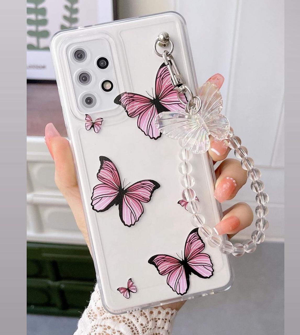 Pink butterfly with chain case