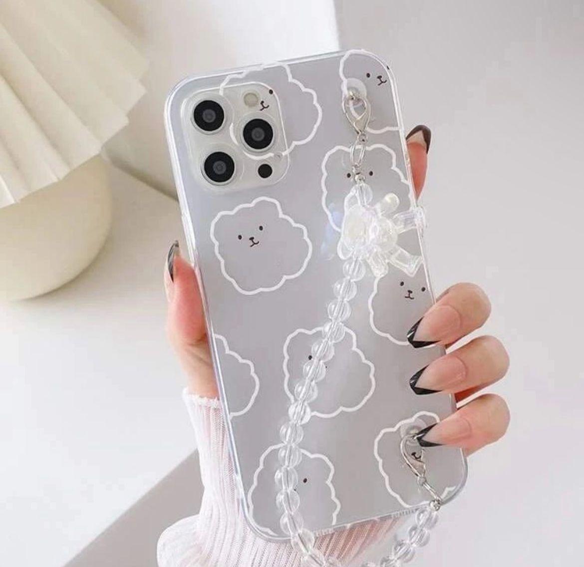 aesthetic cloud teddy chain case