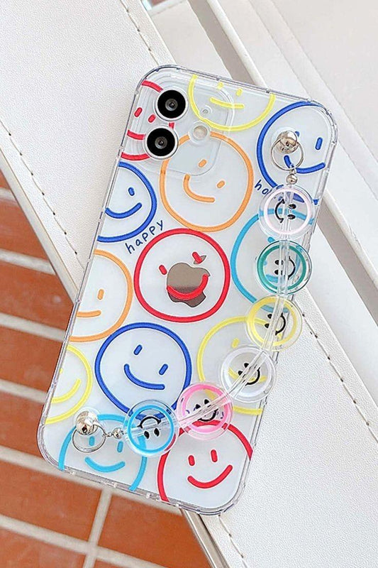 multicolour smiley chain case