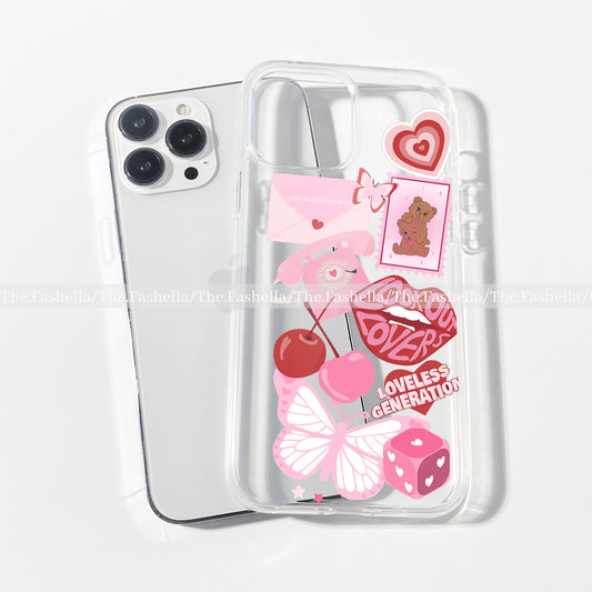 Aesthetic pink stickers cute case