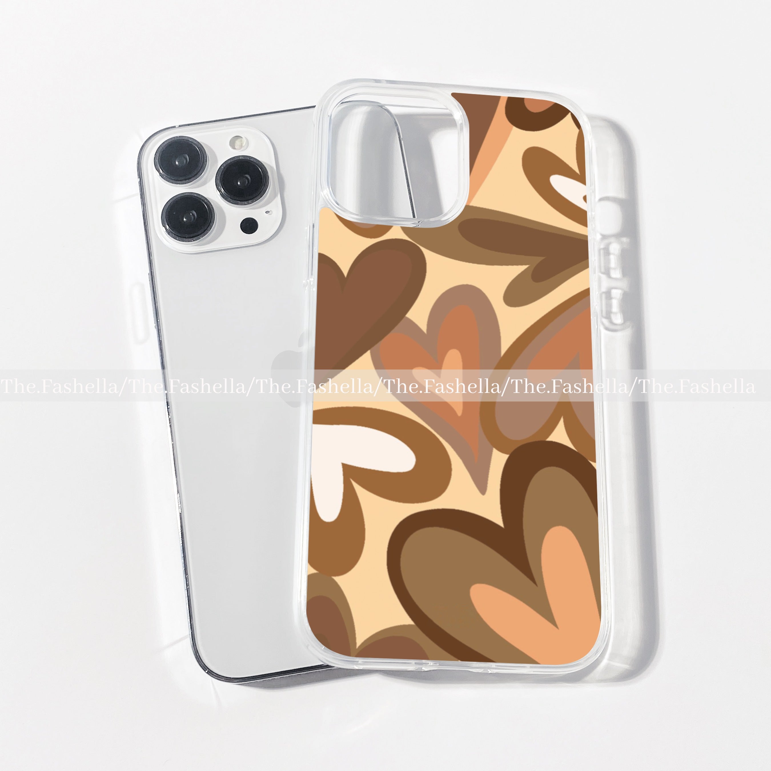 Brown Color Case Hearts brown case – THE FASHELLA