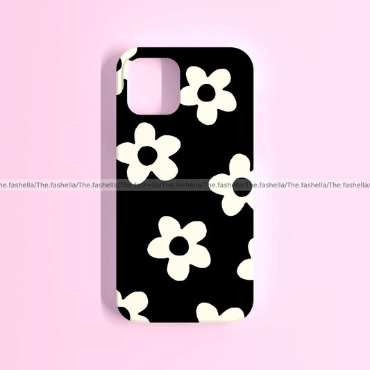 Aesthetic minimal flower black case