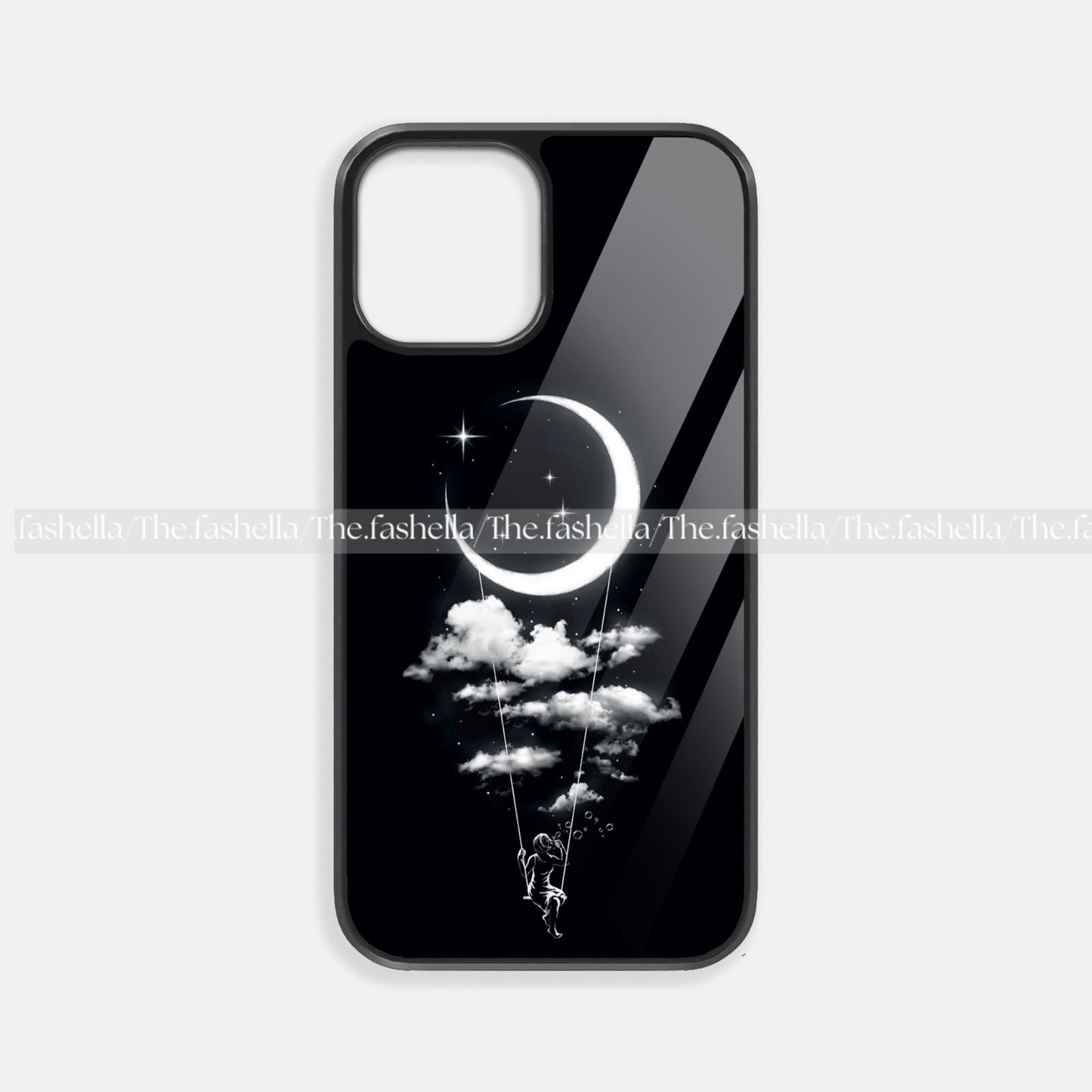 Aesthetic moon black glass case