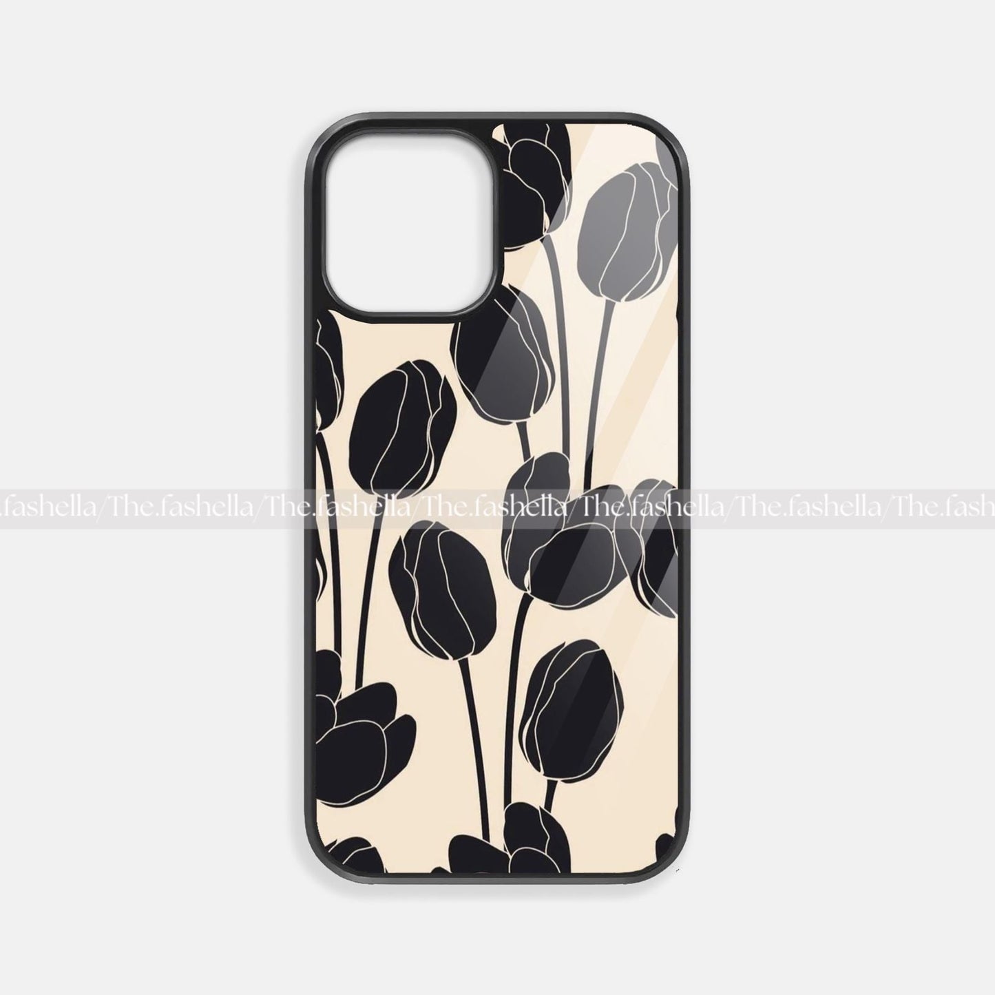 Aesthetic black tulips glass case