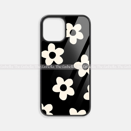 Cute minimal flowers blackpremium glossy phone case