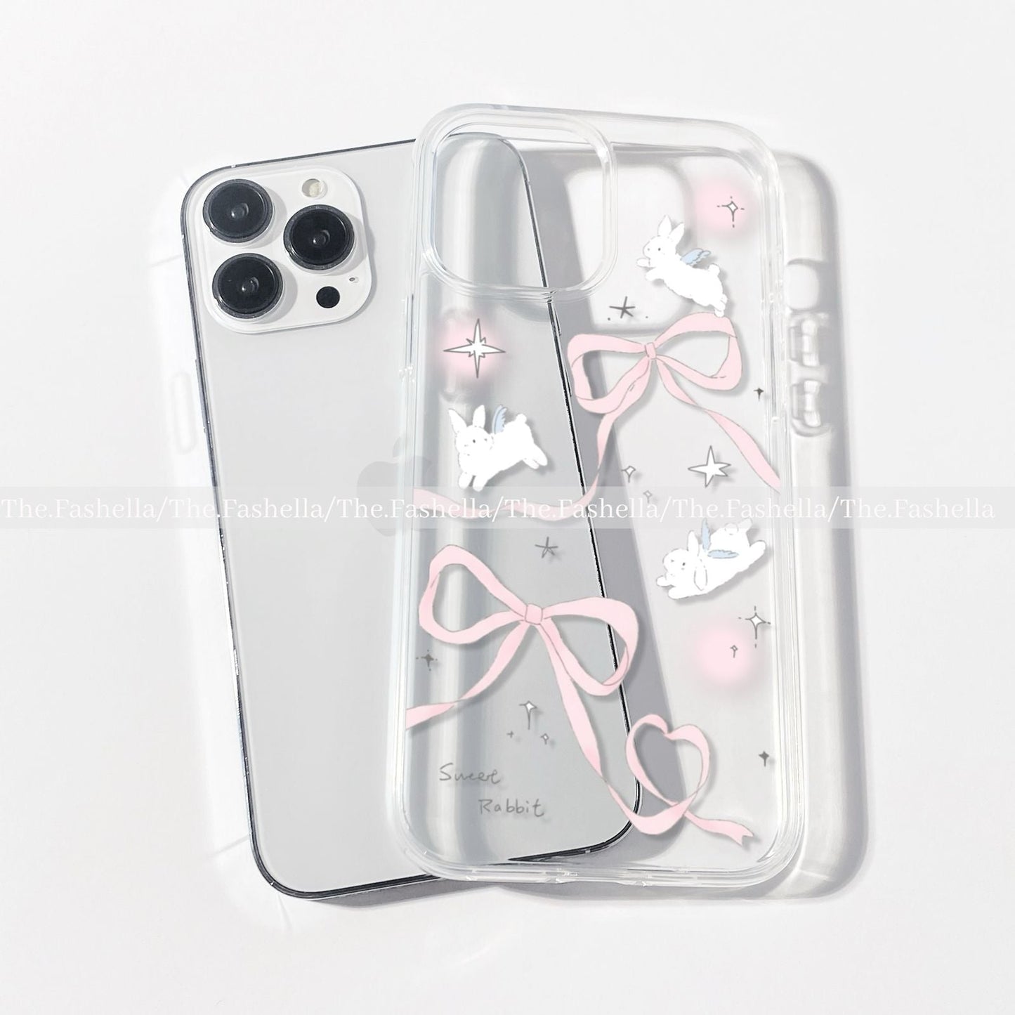 Pinteresty bow & bunny pink clear case