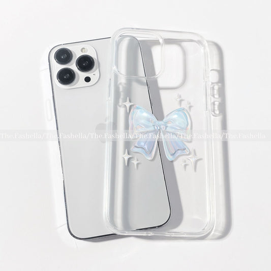 Prettiest blue bow with stars clear case