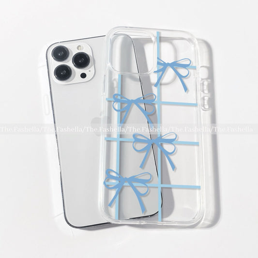 Clear blue bow aesthetic case