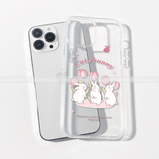 Cute mini bunny tulip clear case