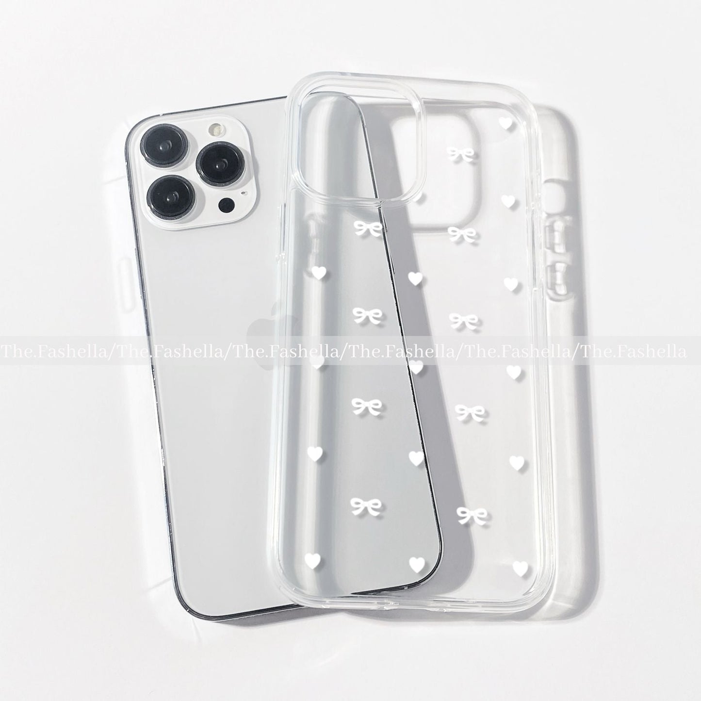 Aesthetic bows & heart clear pretty case