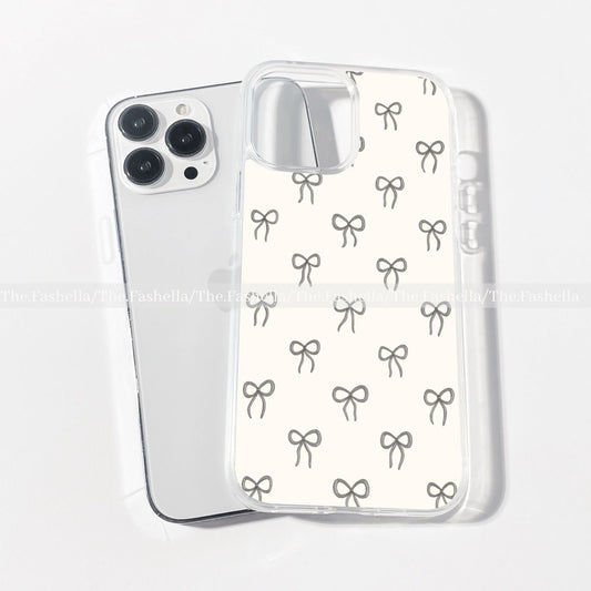 Minimal grey bows clear case