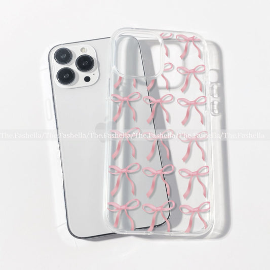 Cute pretty pink bows clear case