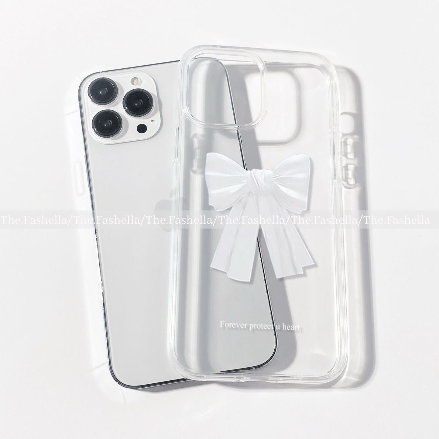 Cute white bow clear casw