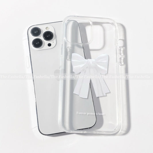 Cute white bow clear casw