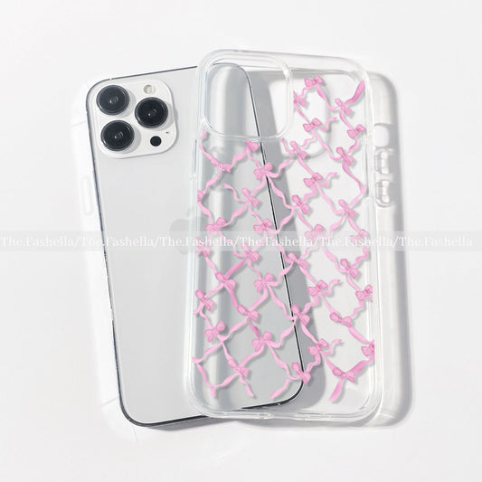 Aesthetic bow zig zag clear case