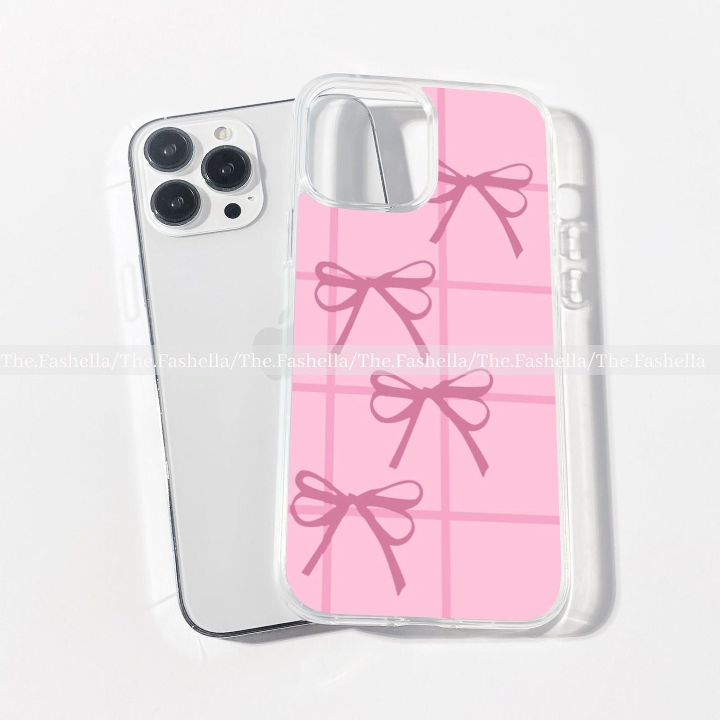 Aesthetic pink bow with lines case