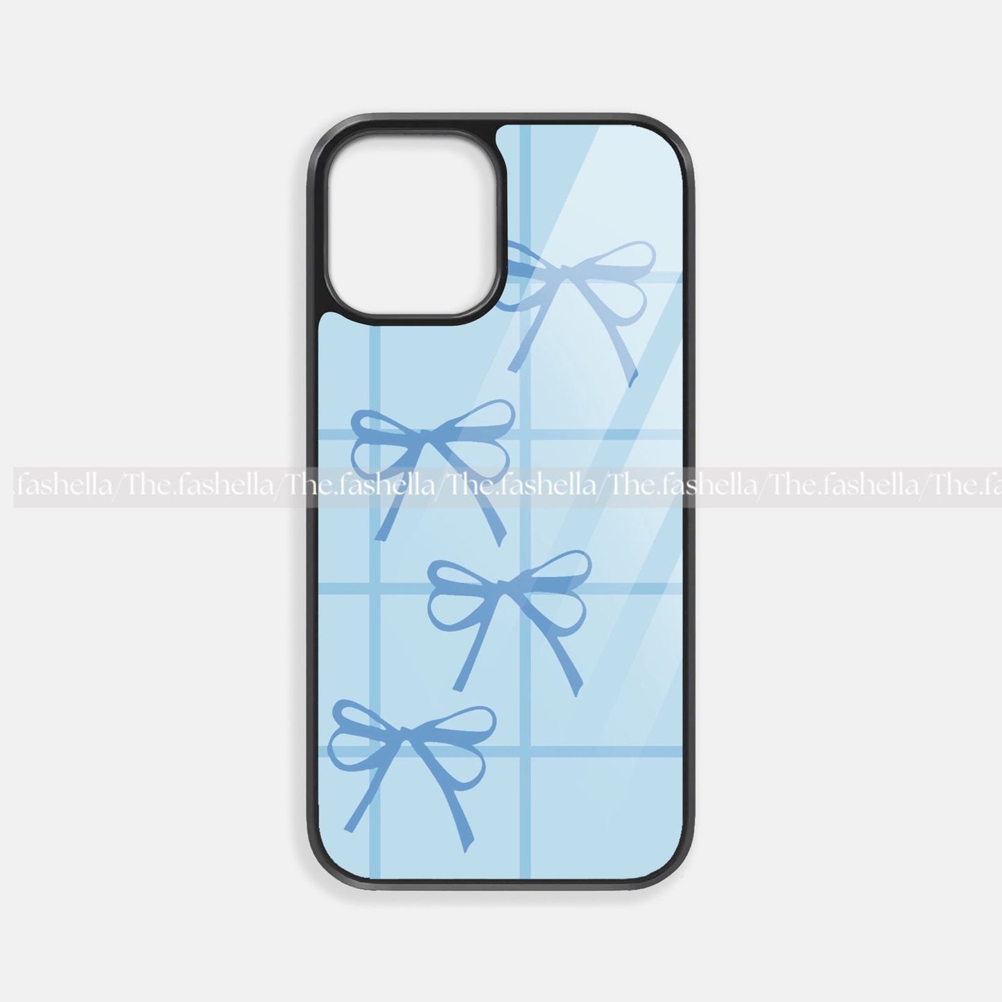 Pretty blue bow glass case