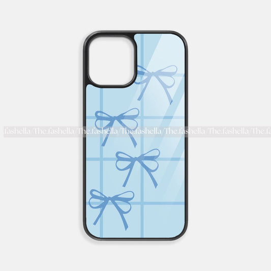 Pretty blue bow glass case