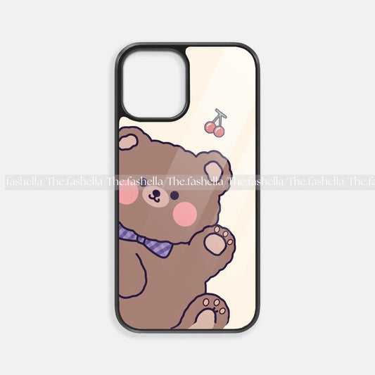 Cute teddy cherry  premium glossy phone case