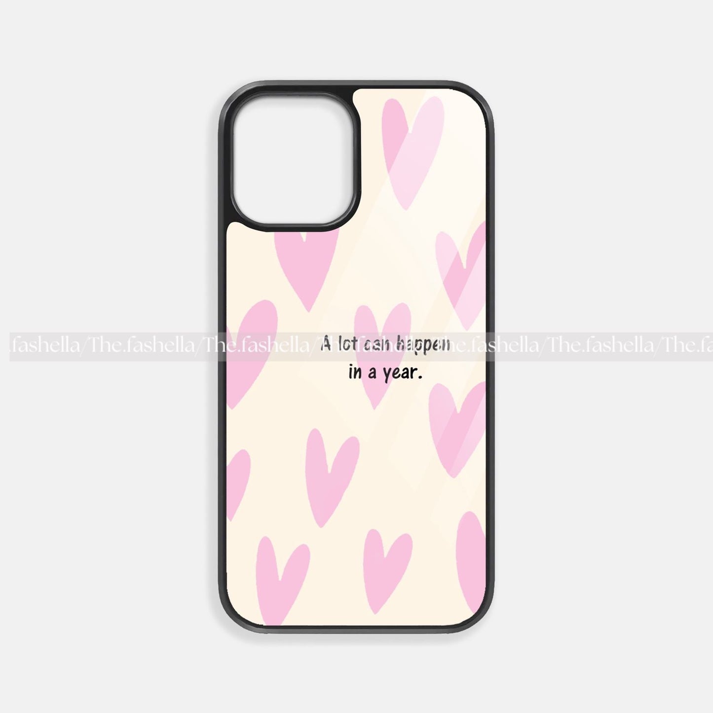 Minimal heart pink & beige  premium glossy phone case