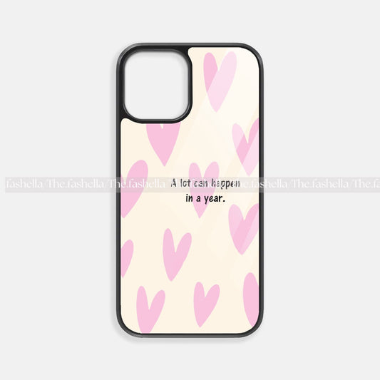 Minimal heart pink & beige  premium glossy phone case