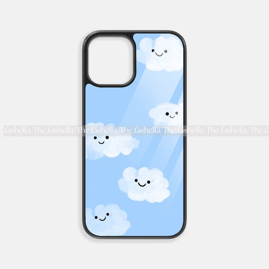 Aesthetic sky blue and cloud  premium glossy phone case
