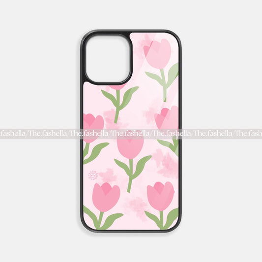 Pink aesthetic tulip glass case