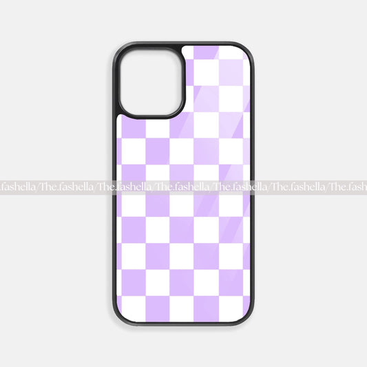 Lavender and white boxes  premium glossy phone case