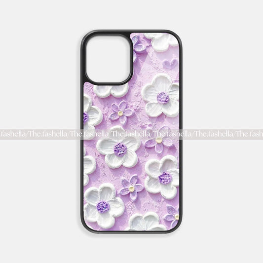 Purple aesthetic flowers  premium glossy phone case