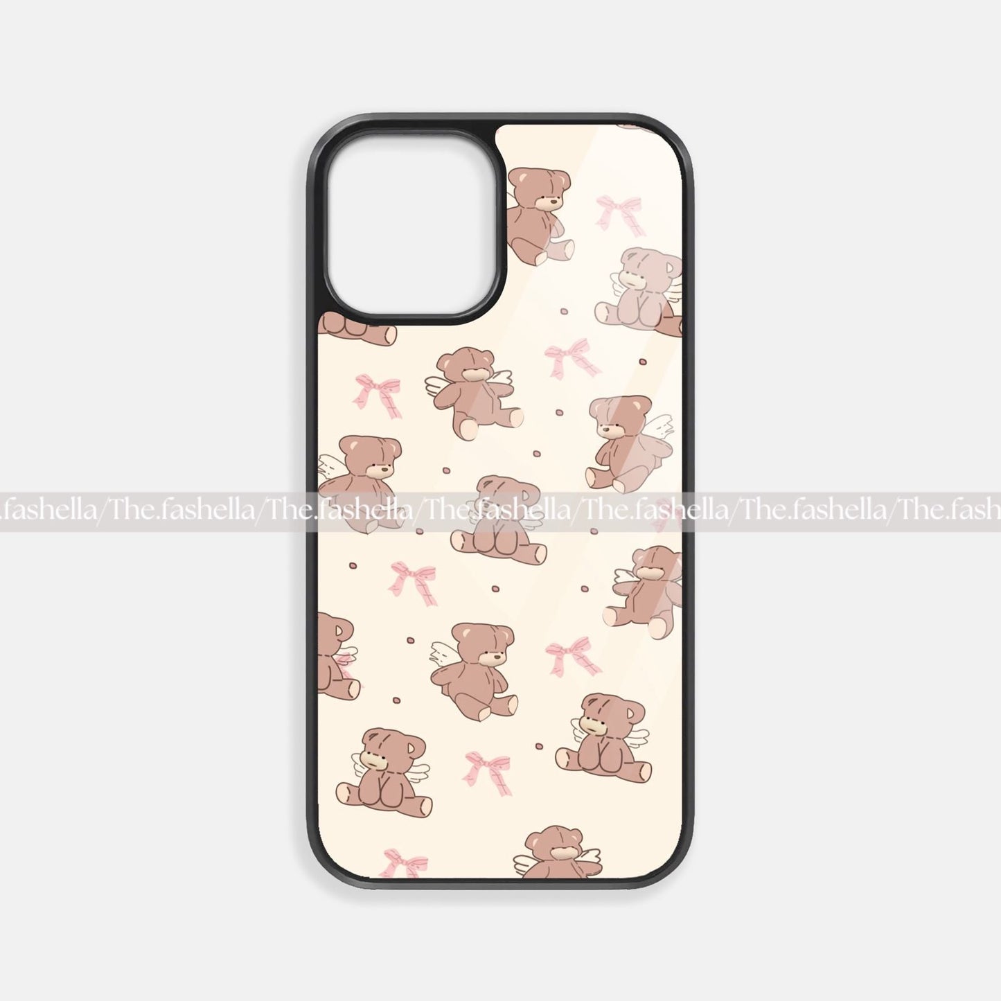 Cute teddy & bow glass case