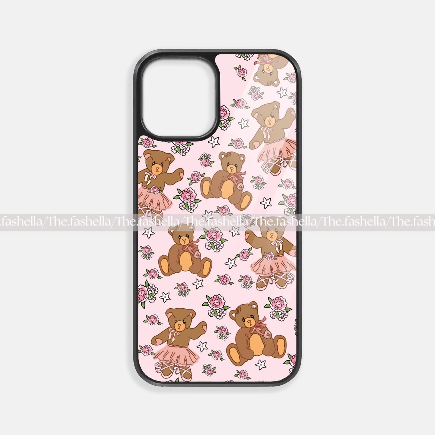 Aesthetic teddy pink dancing premium glossy phone case