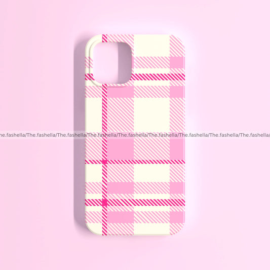 Beige and pink checks case