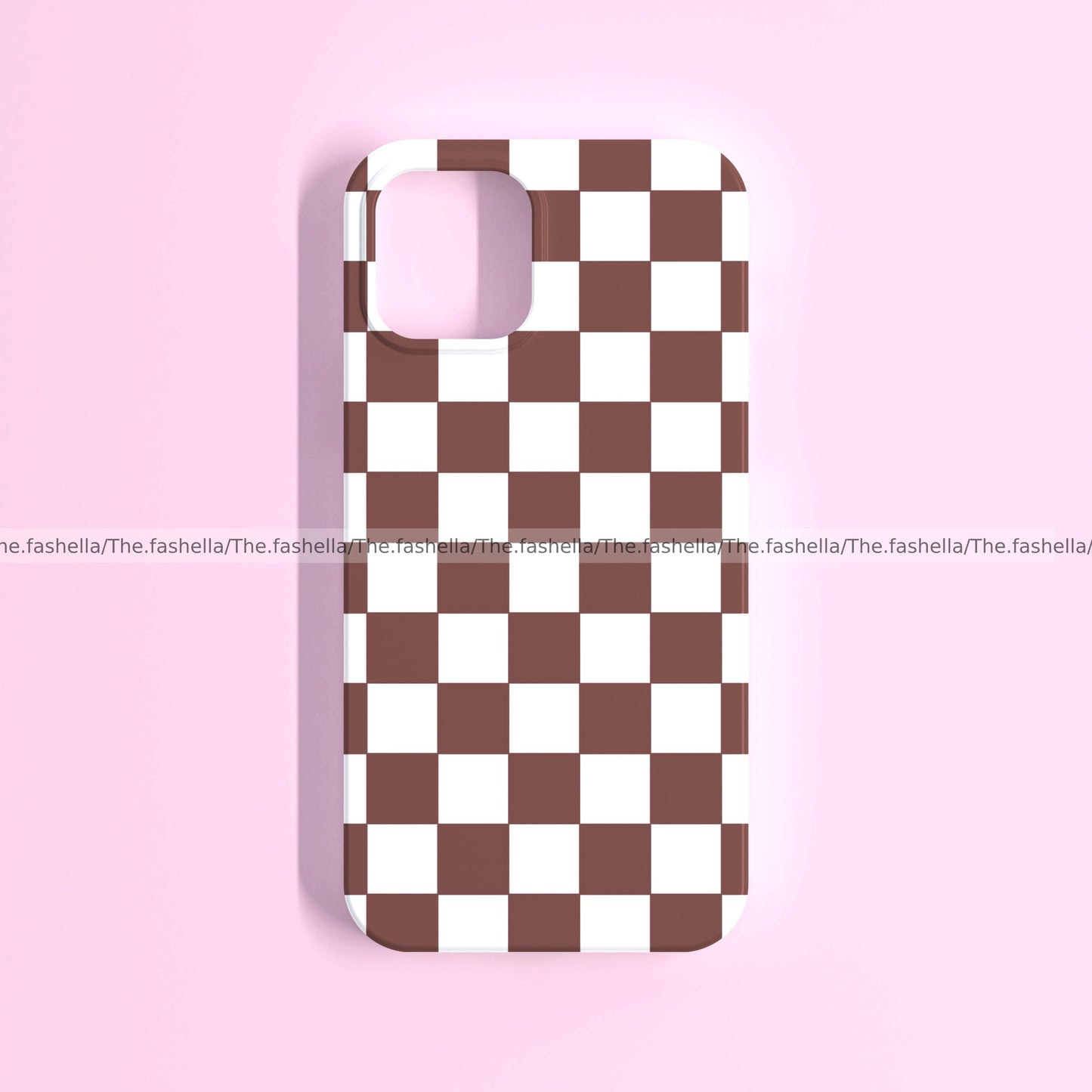 Cute brown minimal checks case