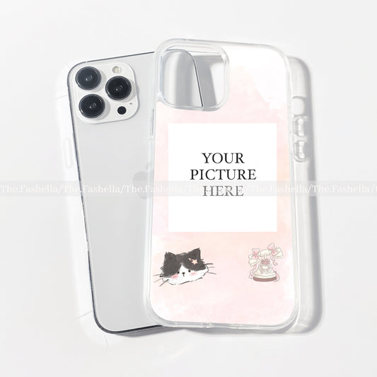 cute pink customised picture transparent case