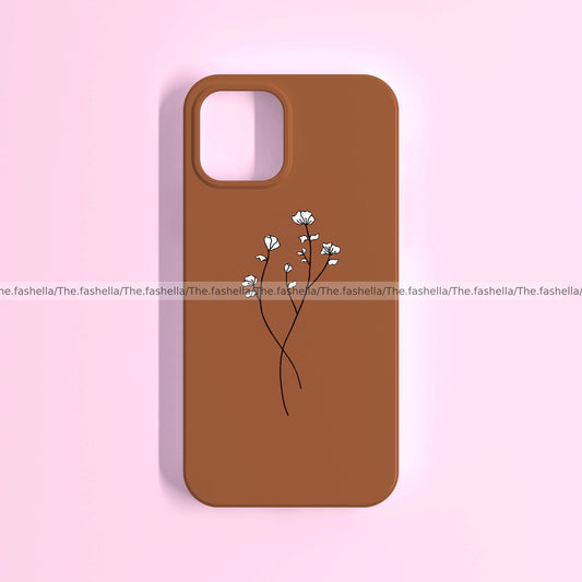 Brown minimal floral case