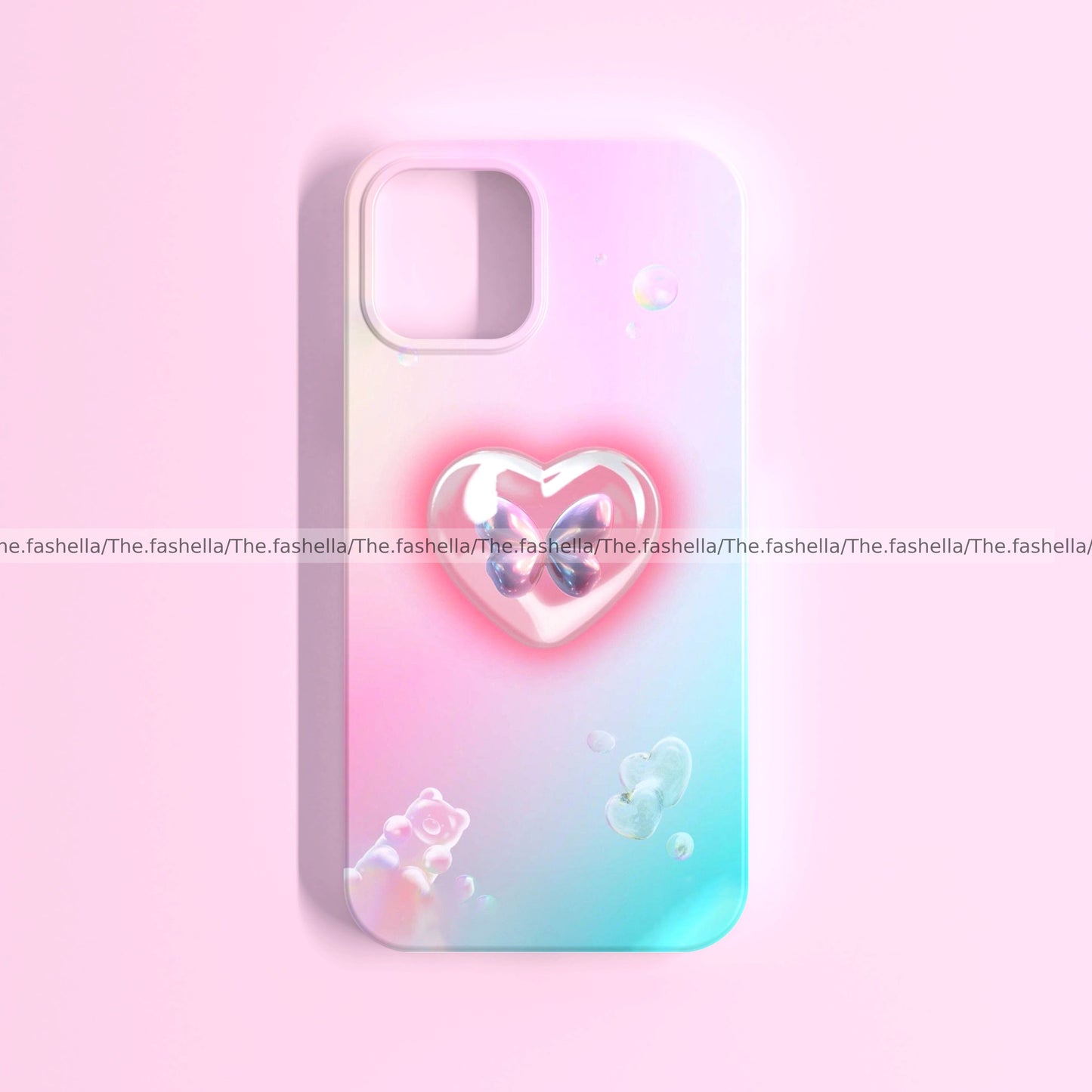 Aesthetic pink & blue butterfly case