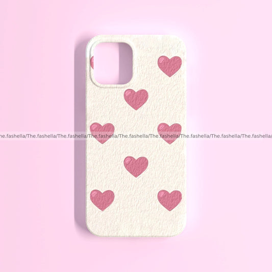 Aesthetic heart beige & pink cute case