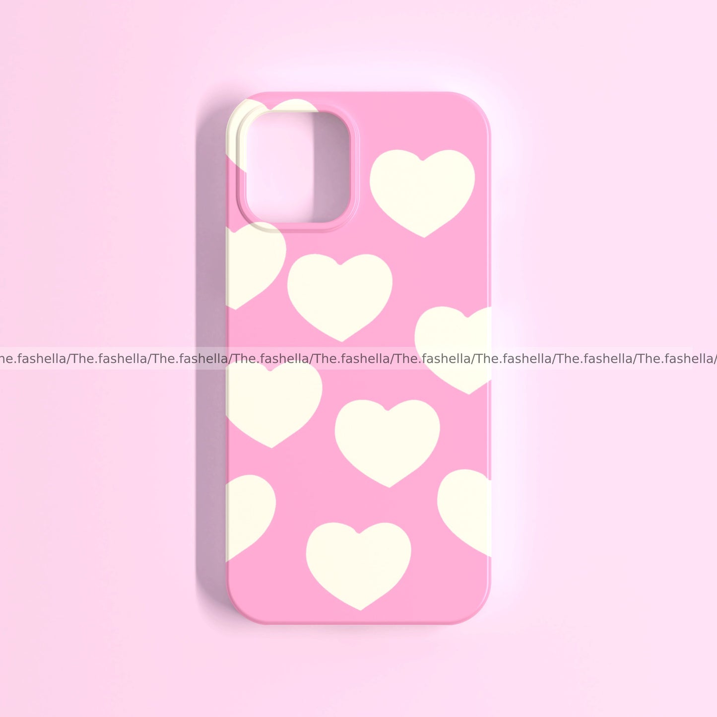 Aesthetic pink base beige hearts case