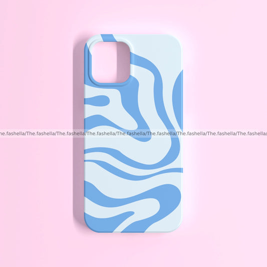 Aesthetic dark and sky blue wavy case