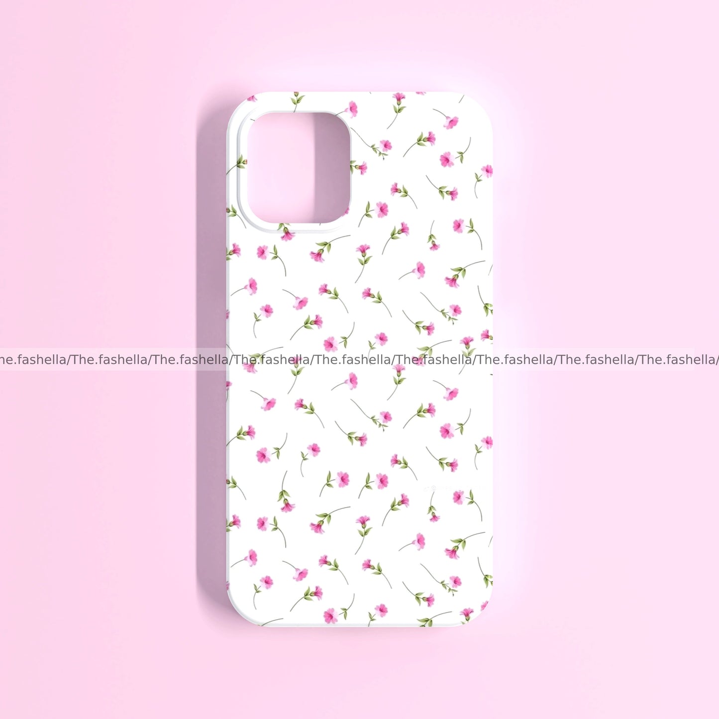 Minimal white& pink floral case