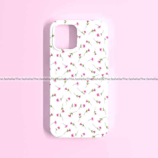 Minimal white& pink floral case